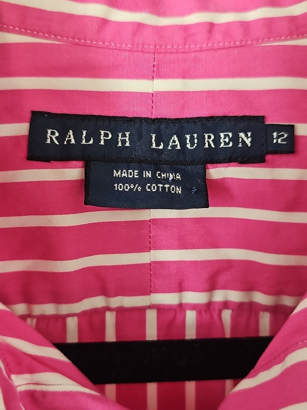 Ralph Lauren Pink Striped‎ 100% Cotton Puff Sleeved Button Front Blouse Classic - Picture 3 of 9
